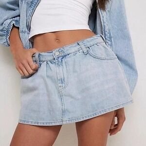 We The Free Y2K Demi Light Wash Denim Skort Skirt Size 31 NWT